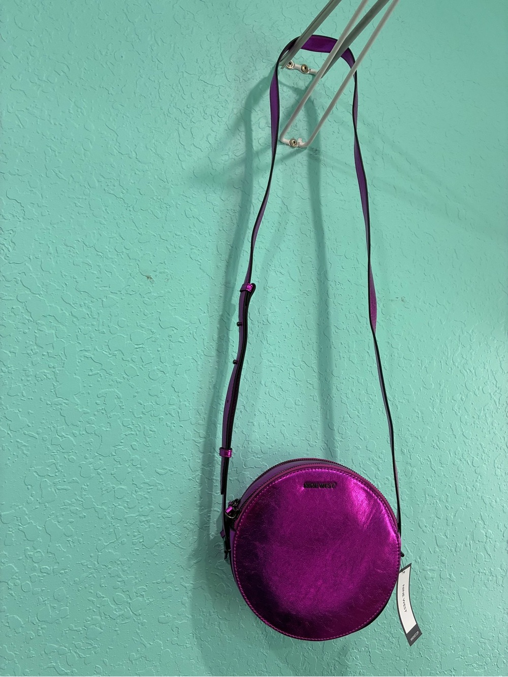Metallic Magenta Round Crossbody Bag - Brand Nine West NWT Y2K